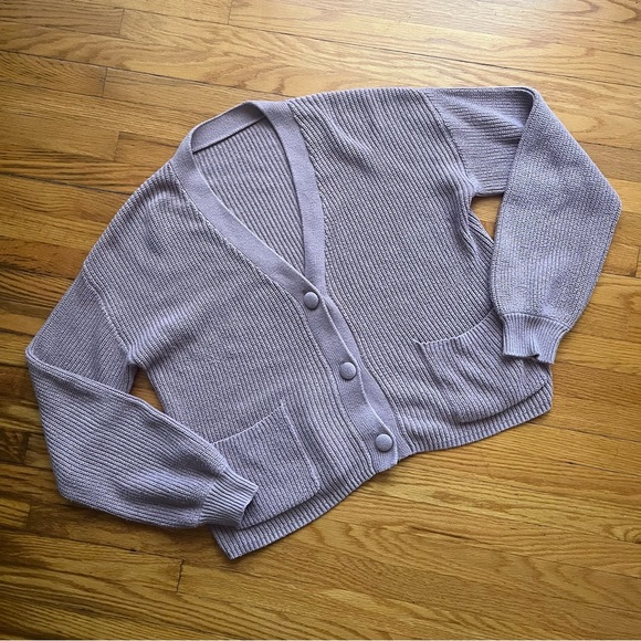 Sweaters - Lilac Knit Cardigan Sweater fits like a M-L